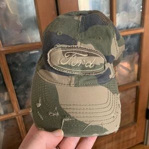 Ford Camo Distressed Hat